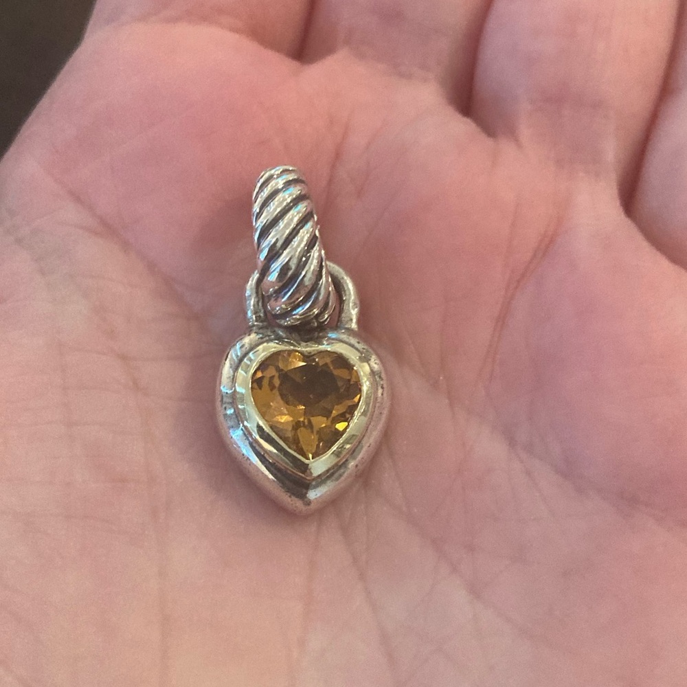 David Yurman Citrine Heart Cable Pendant Enhancer - Picture 3 of 16